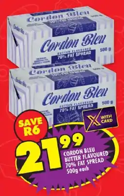 Shoprite Cordon bleu butter flavoured 70% fat spread offer