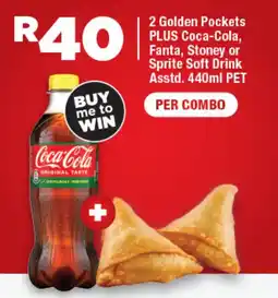 OK Foods Golden Pockets plus Coca-Cola, Fanta, Stoney or Sprite Soft Drink offer