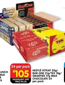 Shoprite Nestlé kitkat/ bar-one/ tex/ smarties milk chocolate offer