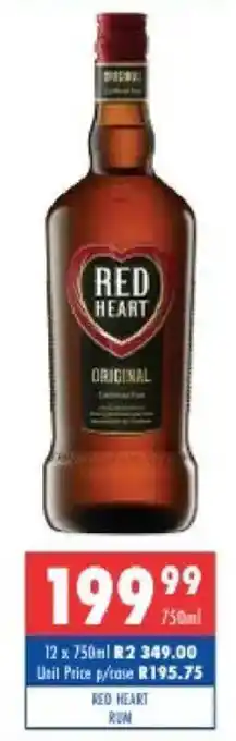 Ultra Liquors Red heart rum offer