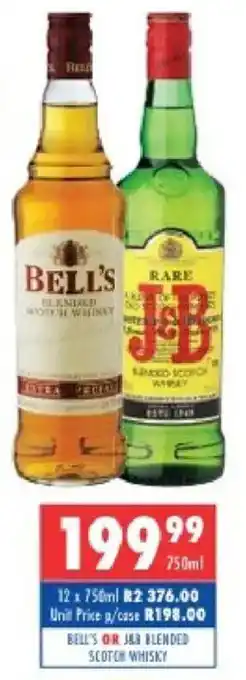 Ultra Liquors Bell's or J&B blended scotch whisky offer