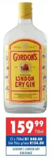 Ultra Liquors Gordon's london dry gin range offer