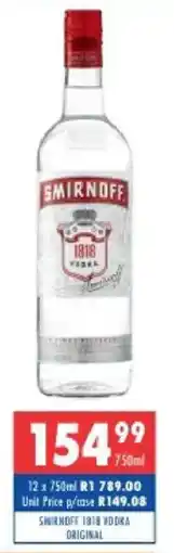 Ultra Liquors Smirnoff 1818 vodka original offer