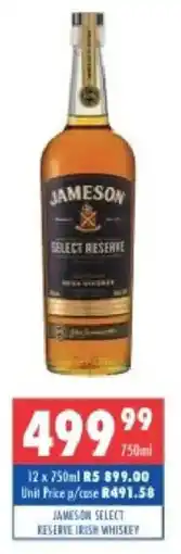 Ultra Liquors Jameson select reserve irish whiskey offer