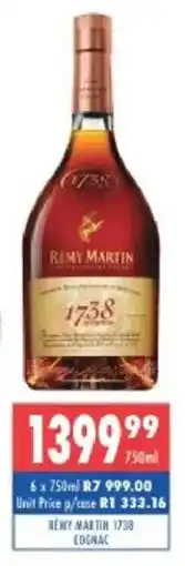 Ultra Liquors Rewy martin 1738 cognac offer