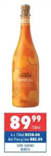 Ultra Liquors Four cousins mimosa offer