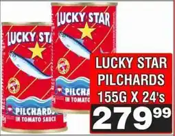 Advance Cash n Carry LUCKY STAR PILCHARDS 155G X 24's offer
