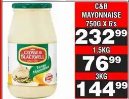 Advance Cash n Carry C&B Mayonnaise 750G X 6's offer