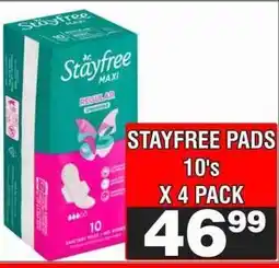 Advance Cash n Carry STAYFREE PADS 10's X 4 PACK offer
