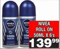 Advance Cash n Carry NIVEA ROLL ON 50ML X 6's offer