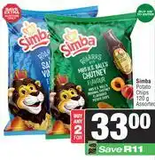 Spar Simba Potato Chips Assorted-For 2 x 120g offer