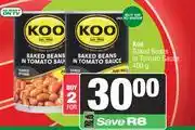 Spar Koo Baked Beans In Tomato Sauce-For 2 x 400g offer