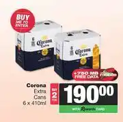 Spar Tops Corona Extra Cans-For 2 x 6 x 410ml offer