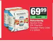 Spar Tops Rekorderlig Alcohol Free 0% Premium Swedish Perry Cider-For 4 x 330ml offer