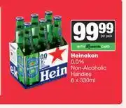 Spar Tops Heineken 0.0% Non Alcoholic Handies-6 x 330ml offer