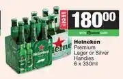 Spar Tops Heineken Premium Lager Or Silver Handies-For 2 x 6 x 330ml offer