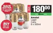 Spar Tops Amstel Lager Cans-For 2 x 6 x 500ml offer