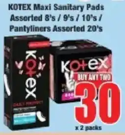 Boxer Kotex Maxi Sanitary Pads Assorted/ Pantyliners Assorted offer