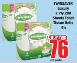 Boxer Twinsaver Luxury 2 Ply 200 Sheets Toilet Tissue Rolls offer