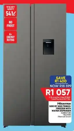 Furnmart Hisense side by side fridge/ freezer with water dispenser offer