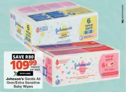 Checkers Johnson's Gentle All Over/ Extra Sensitive Baby Wipes offer