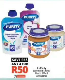 Checkers Purity Baby Food/ Pouch All Variants offer