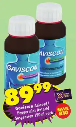 Shoprite Gaviscon Aniseed/ Peppermint Antacid Suspension offer