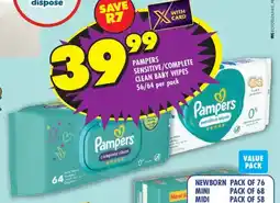 Shoprite Pampers sensitive/ complete clean baby wipes offer