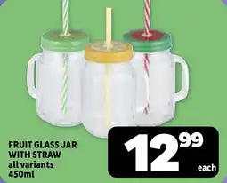 Usave Fruit glass jar with straw offer
