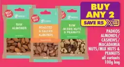 Shoprite Padkos almonds/ cashews/ macadamia nuts/ mix nuts & peanuts offer