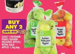 Shoprite Class 1 packham pears/ golden delicious apples/ royal gala apples offer