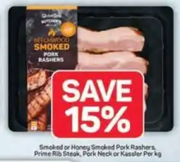 Pick n Pay Smoked or Honey Smoked Pork Rashers, Prime Rib Steak, Pork Neck or Kassler offer