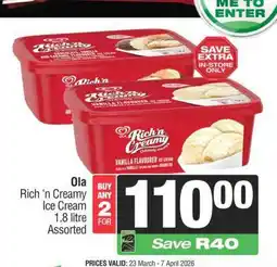 Spar OLA Rich 'n Creamy Ice Cream offer