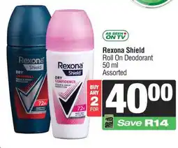 Spar Rexona Shield Roll On Deodorant offer