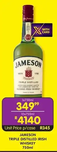 Shoprite Jameson Triple Distilled Irish Whiskey 750ml offer