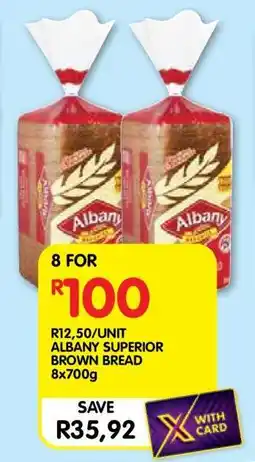 Shoprite ALBANY SUPERIOR BROWN BREAD 8x700g offer