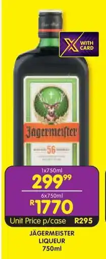 Shoprite JÄGERMEISTER LIQUEUR 750ml offer