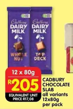 Shoprite CADBURY CHOCOLATE SLAB offer