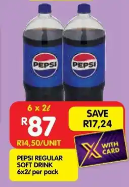Shoprite PEPSI REGULAR SOFT DRINK 6x2ℓ per pack offer