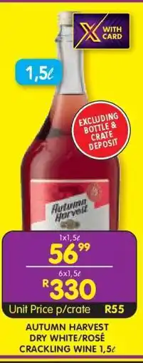 Shoprite AUTUMN HARVEST DRY WHITE/ROSÉ CRACKLING WINE 1,5ℓ offer