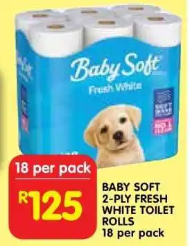 Shoprite BABY SOFT 2-PLY FRESH WHITE TOILET ROLLS offer