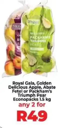 Food Lover's Market Royal Gala, Golden Delicious Apple, Abate Fetel or Packham's Triumph Pear Econopacks offer
