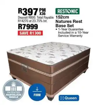 OK Furniture Restonic 152cm Natures Rest Base Set offer