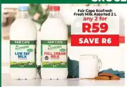 Food Lover's Market Fair Cape Ecofresh Fresh Milk Assorted 2 L offer