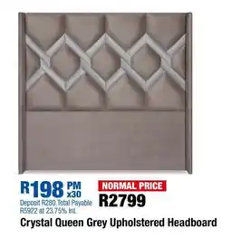 OK Furniture Crystal Queen Grey Upholstered Headboard offer