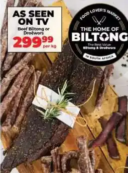 Food Lover's Market Beef Biltong or Droëwors offer