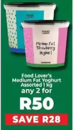 Food Lover's Market Food Lover’s Medium Fat Yoghurt Assorted 1 kg offer