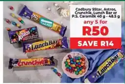 Food Lover's Market Cadbury 5Star, Astros, Crunchie, Lunch Bar or P.S. Caramilk offer