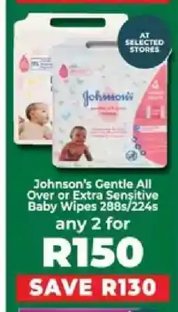 Food Lover's Market Johnson’s Gentle All Over or Extra Sensitive Baby Wipes 288s/224s offer