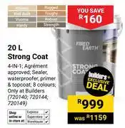 Builders Warehouse Fired Earth 20L Strong Coat 720140, 720144, 720149 offer